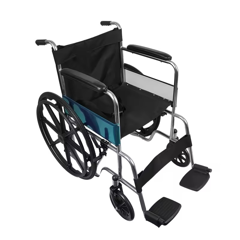 Drive Medical SSP118FA-SF Silver Sport 1 Folding Transport Wheelchair with Full Arms and Removable Swing-Away Footrest, Black